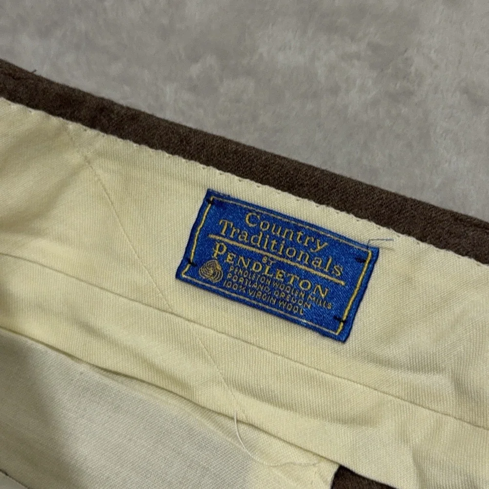 Vintage Pendleton Dress Pants Mens 38x25 Brown Wool Pleated Straight Leg USA 70s